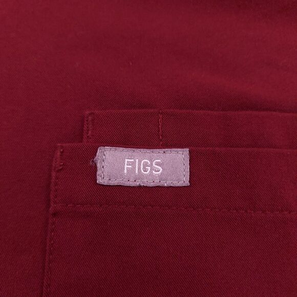 Figs Leon Three-Pocket Scrub Top Mens XS Burgundy Short Sleeve V-Neck FM1500 - Picture 5 of 10